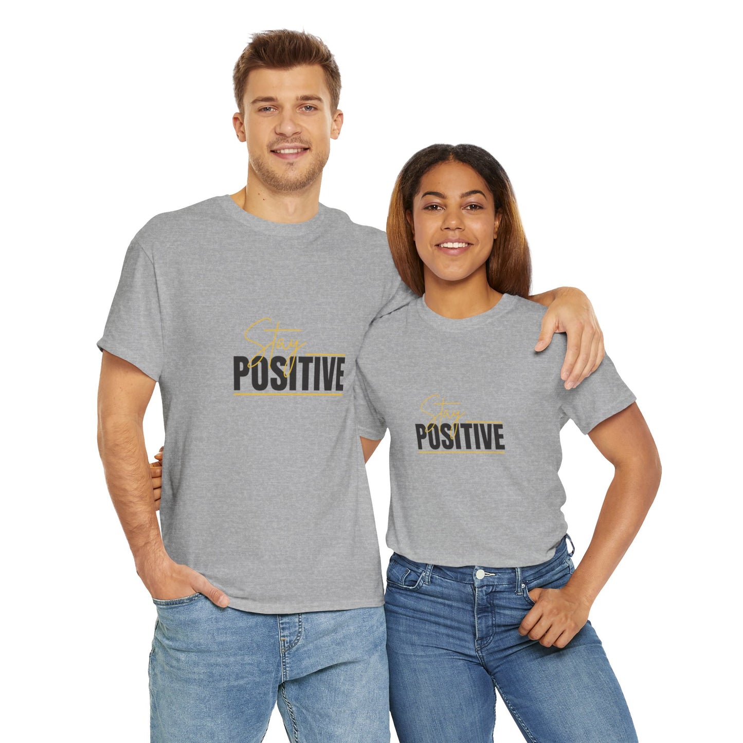 Stay Positive Unisex Heavy Cotton Tee - Uplifting Casual Wear