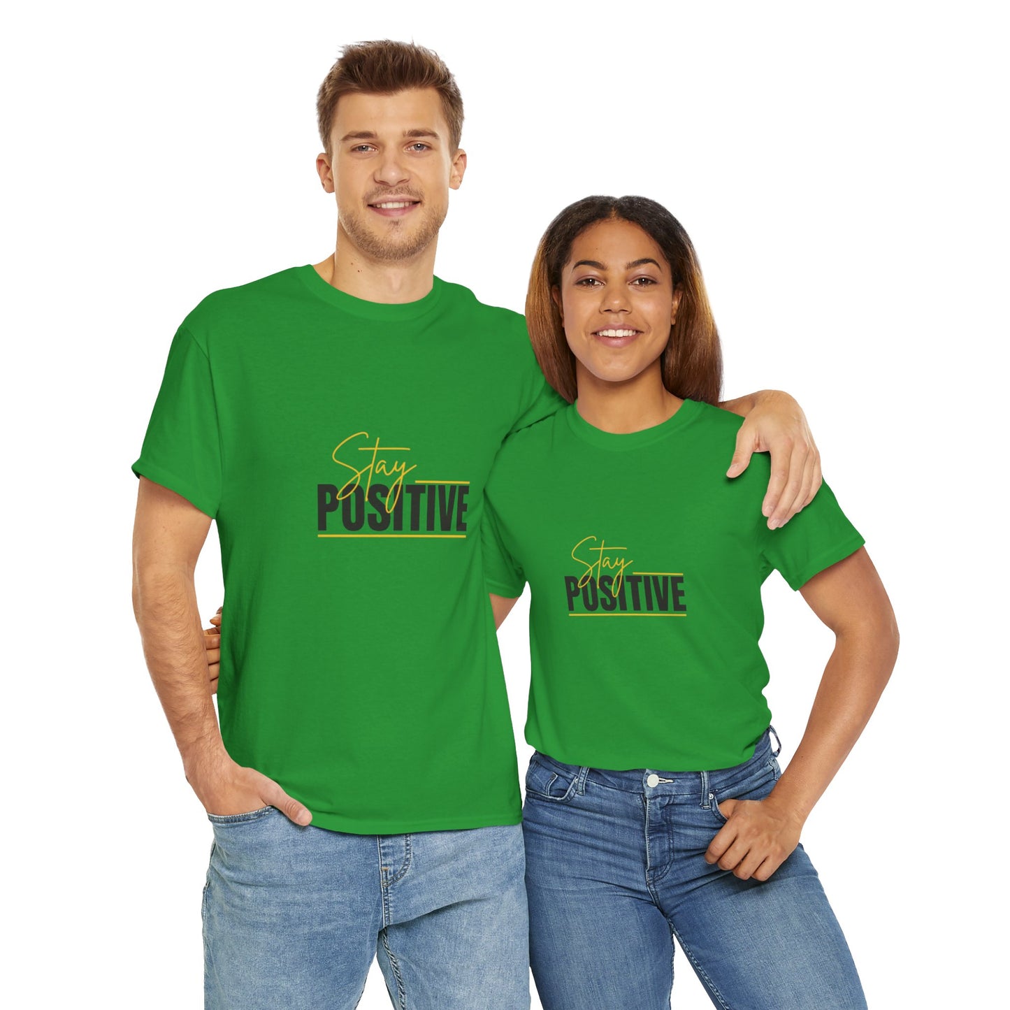 Stay Positive Unisex Heavy Cotton Tee - Uplifting Casual Wear