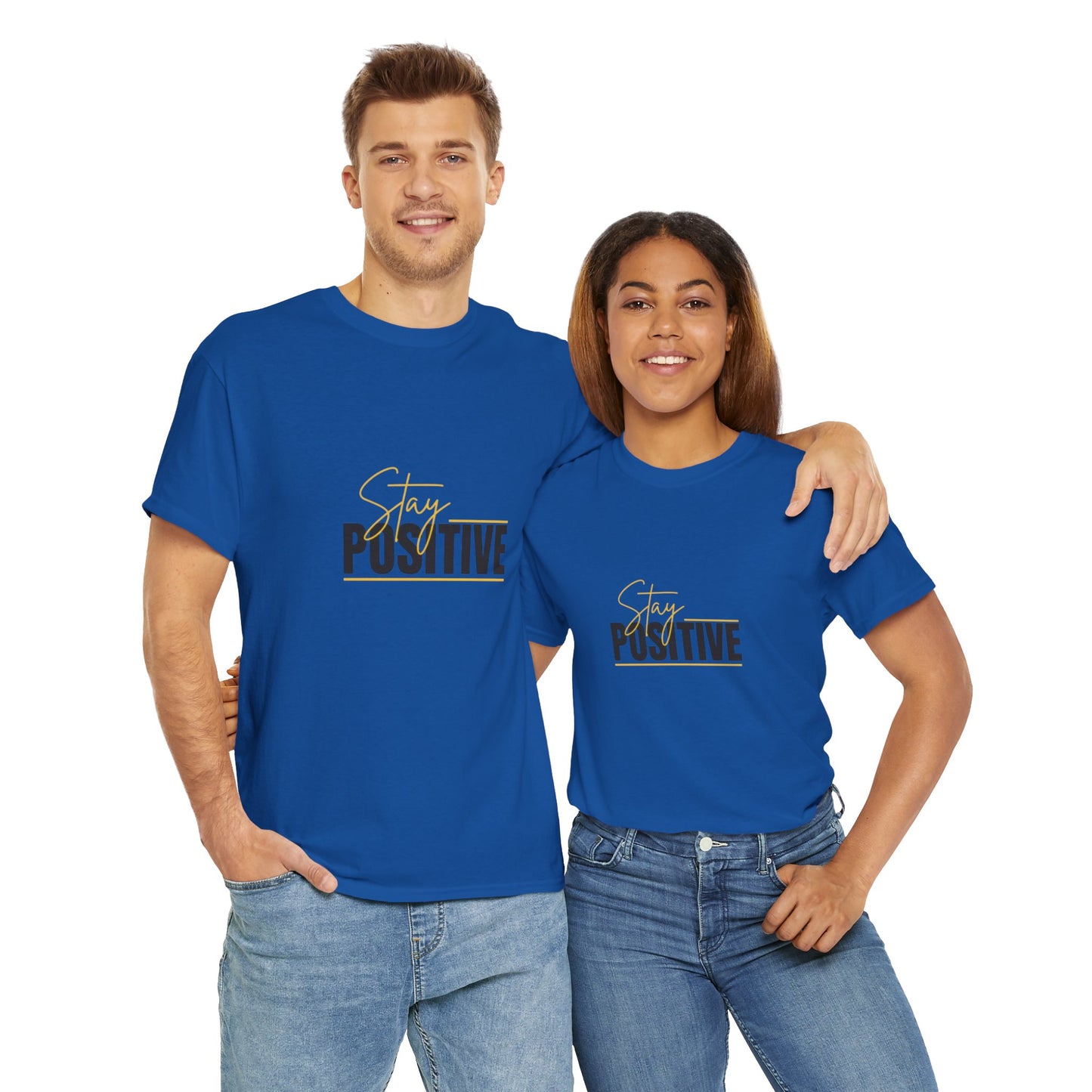 Stay Positive Unisex Heavy Cotton Tee - Uplifting Casual Wear