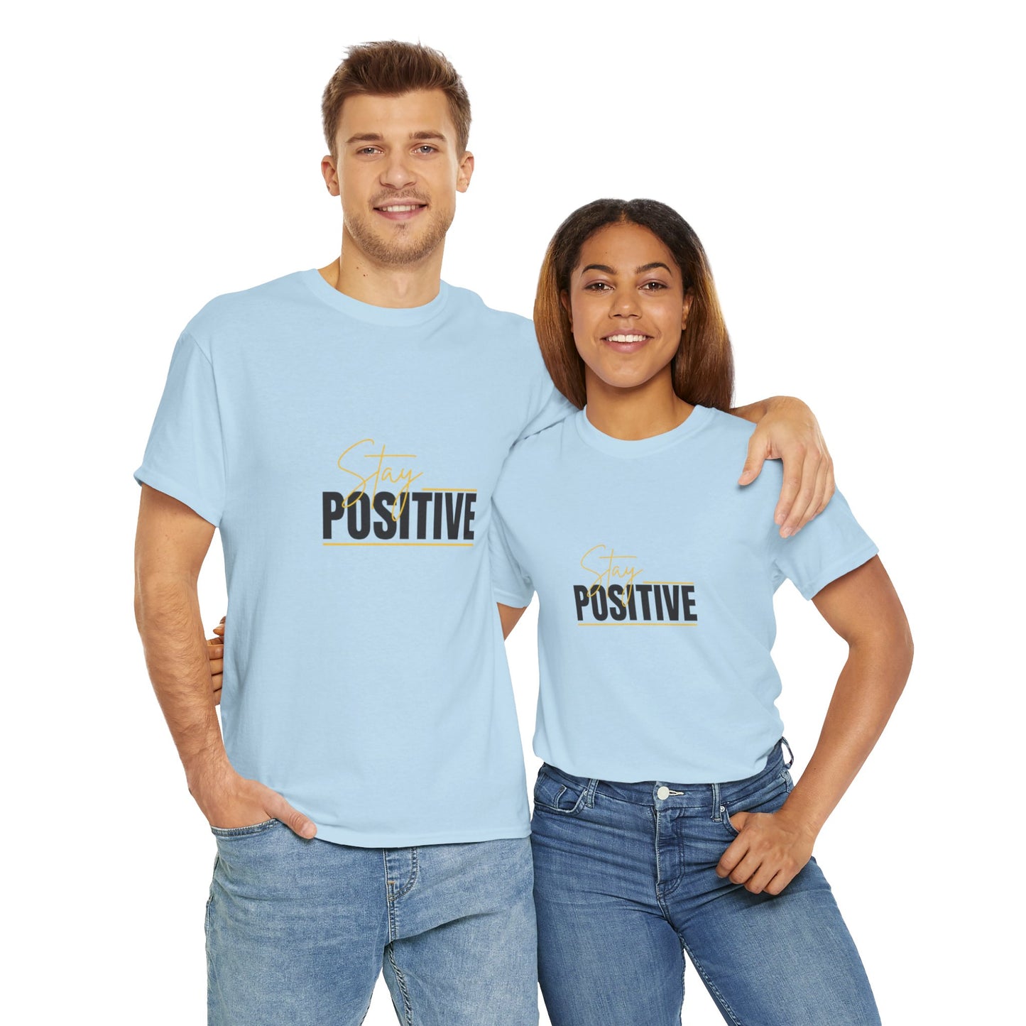 Stay Positive Unisex Heavy Cotton Tee - Uplifting Casual Wear