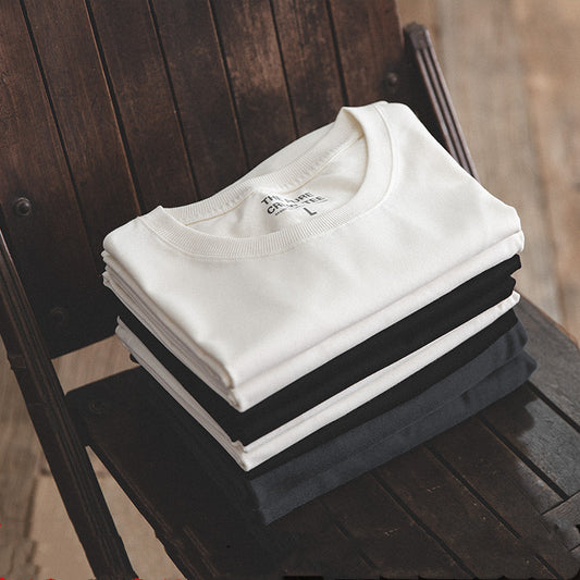 Pure White T-shirt With Autumn And Winter Short Sleeved Bottoming Shirt For Men