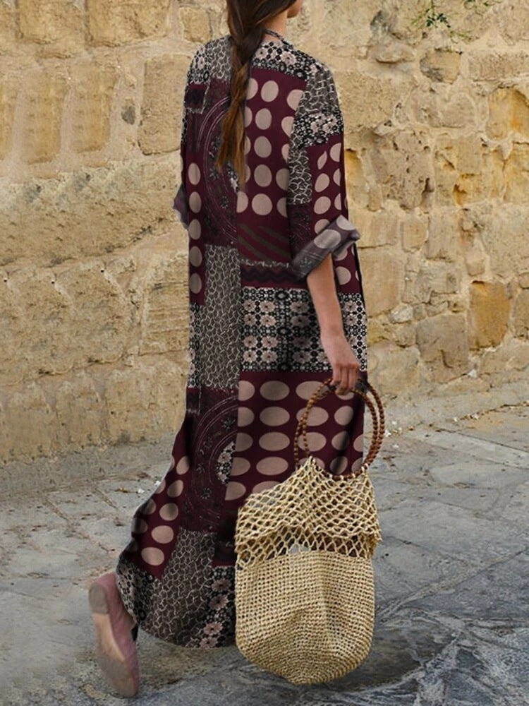 Ethnic style V-neck dress