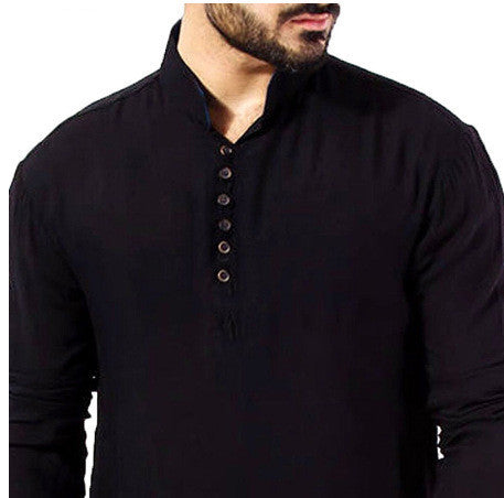 Arabic StyleFashion Simple Long Men's Shirt MuslimRobe