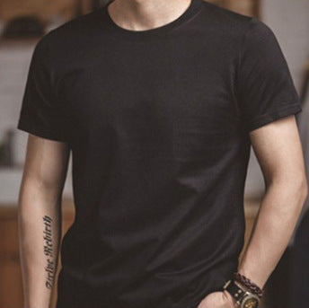 Pure White T-shirt With Autumn And Winter Short Sleeved Bottoming Shirt For Men