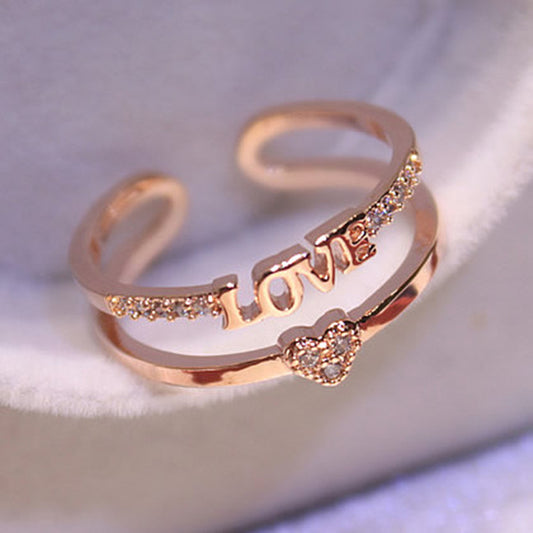 LOVE LOVE LOVE Double-layer Ring Female Simple Opening Diamond Four-leaf Clover Bracelet