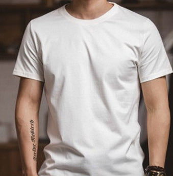 Pure White T-shirt With Autumn And Winter Short Sleeved Bottoming Shirt For Men