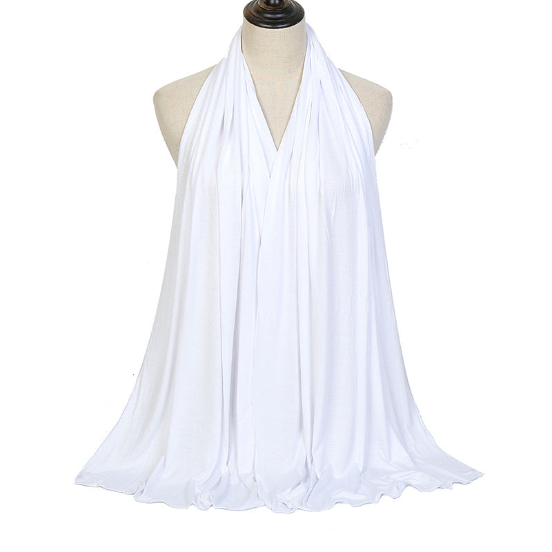 Pure Color Mercerized Cotton Headscarf Warm Shawl