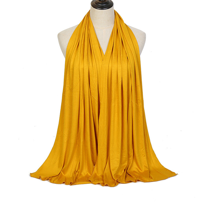 Pure Color Mercerized Cotton Headscarf Warm Shawl