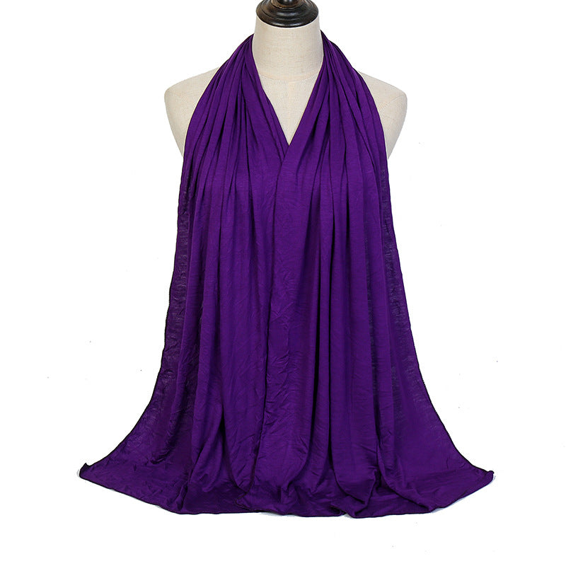 Pure Color Mercerized Cotton Headscarf Warm Shawl