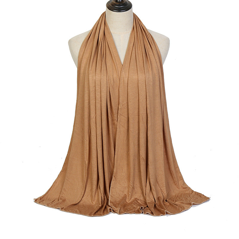 Pure Color Mercerized Cotton Headscarf Warm Shawl