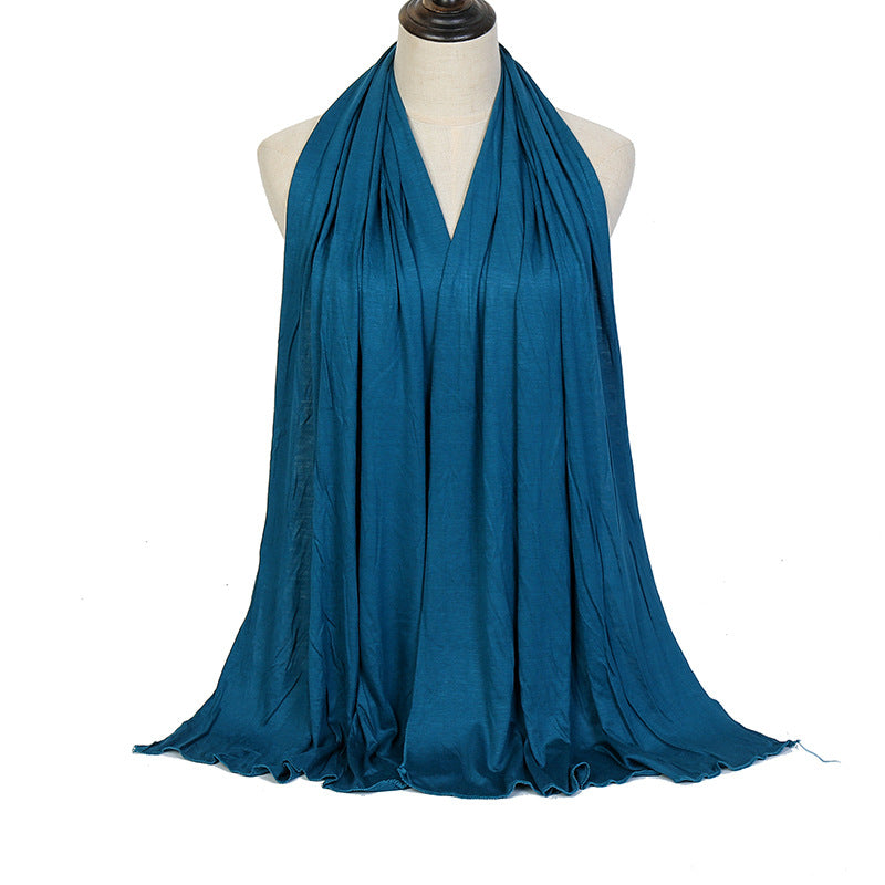 Pure Color Mercerized Cotton Headscarf Warm Shawl