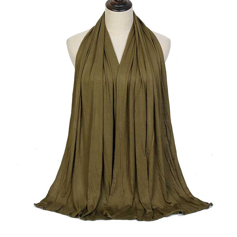 Pure Color Mercerized Cotton Headscarf Warm Shawl