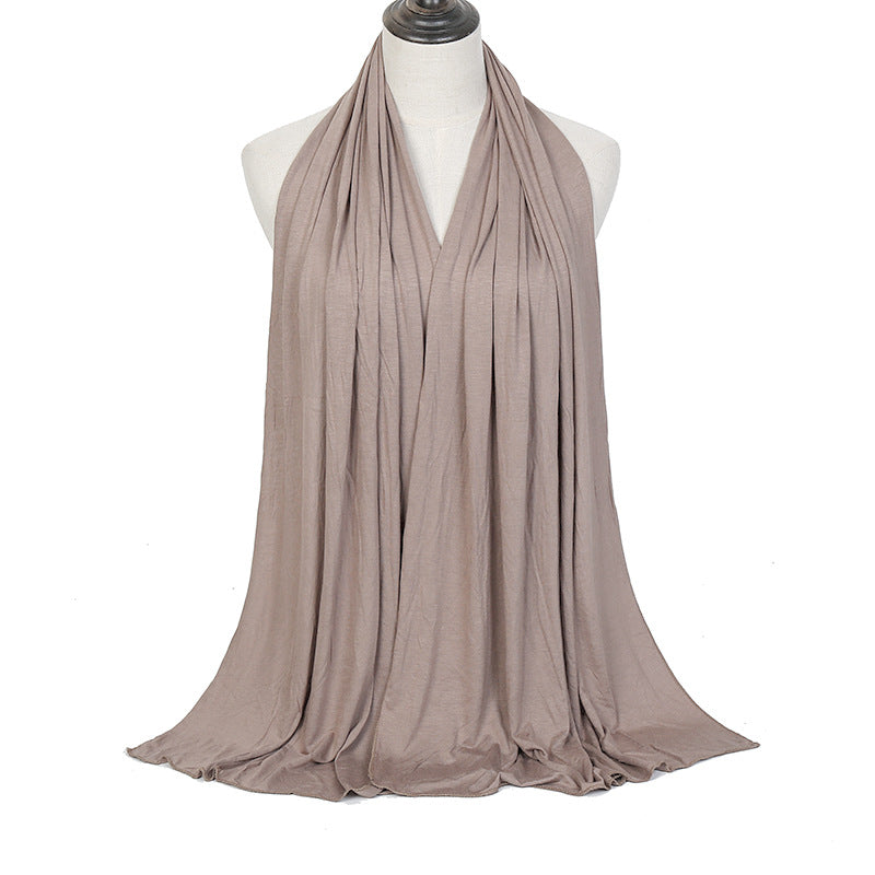 Pure Color Mercerized Cotton Headscarf Warm Shawl