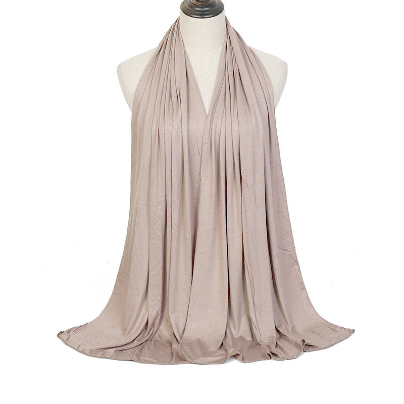 Pure Color Mercerized Cotton Headscarf Warm Shawl