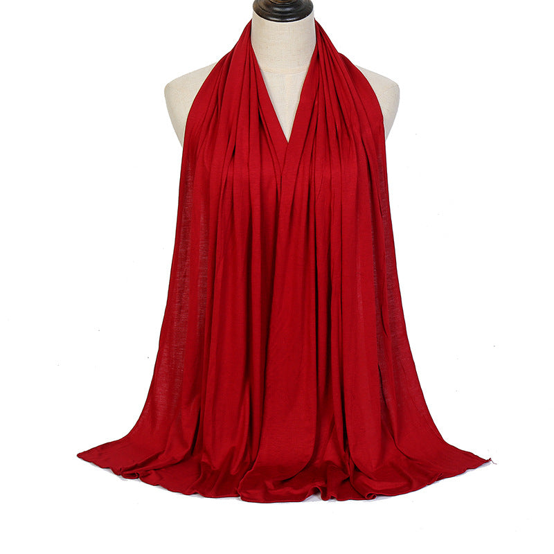 Pure Color Mercerized Cotton Headscarf Warm Shawl