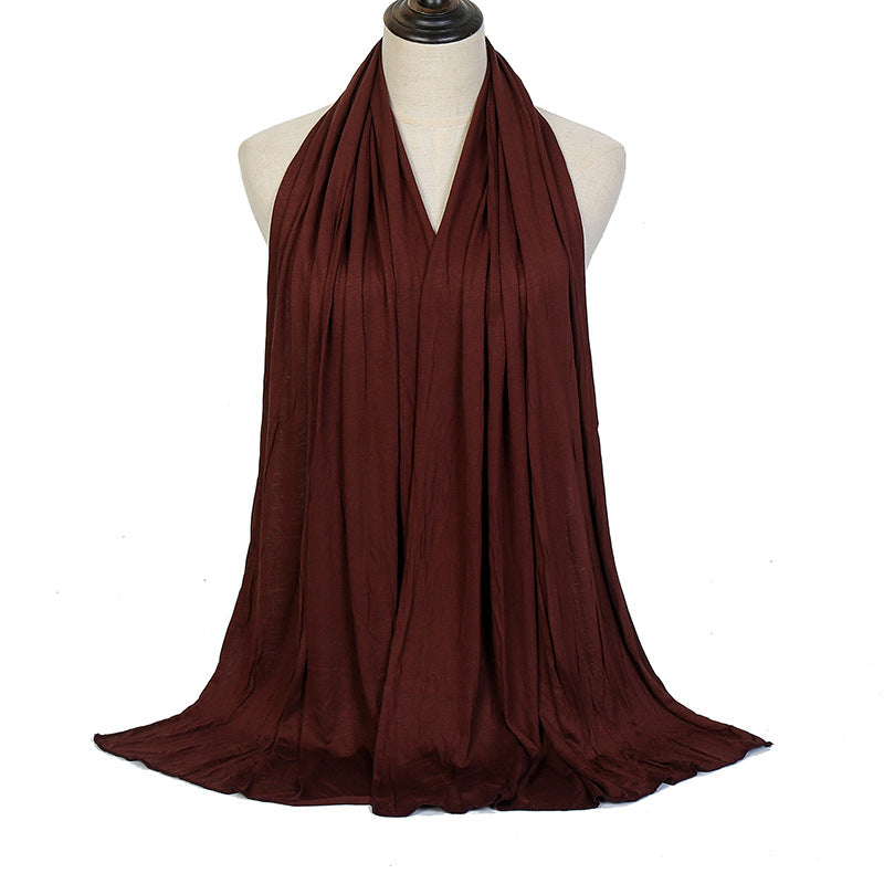 Pure Color Mercerized Cotton Headscarf Warm Shawl