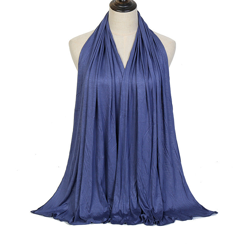 Pure Color Mercerized Cotton Headscarf Warm Shawl