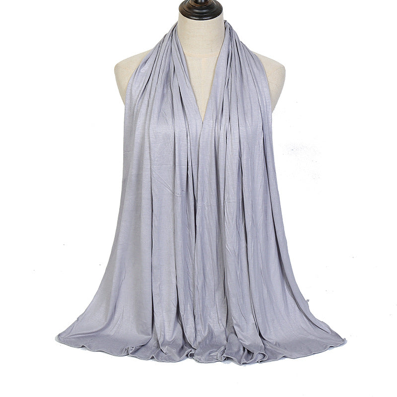 Pure Color Mercerized Cotton Headscarf Warm Shawl