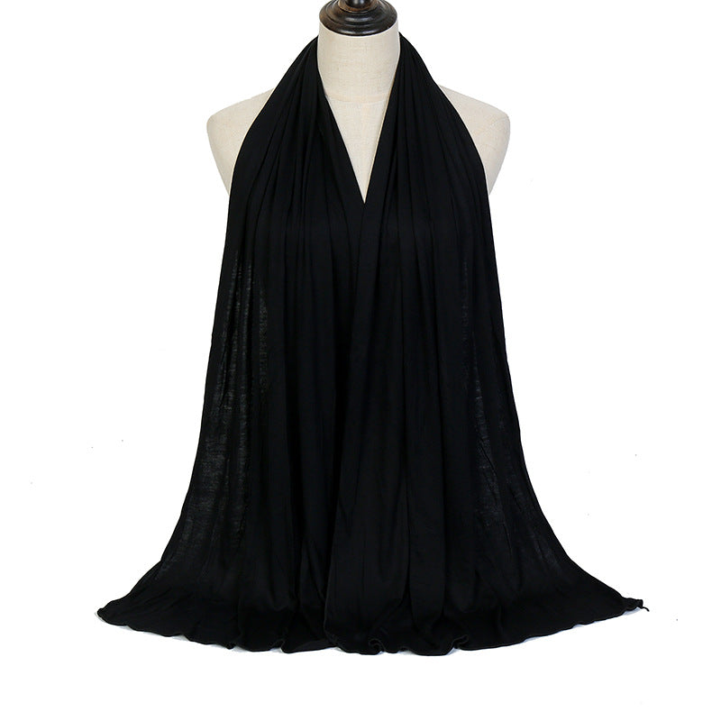 Pure Color Mercerized Cotton Headscarf Warm Shawl
