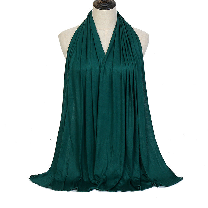 Pure Color Mercerized Cotton Headscarf Warm Shawl