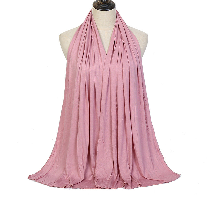 Pure Color Mercerized Cotton Headscarf Warm Shawl