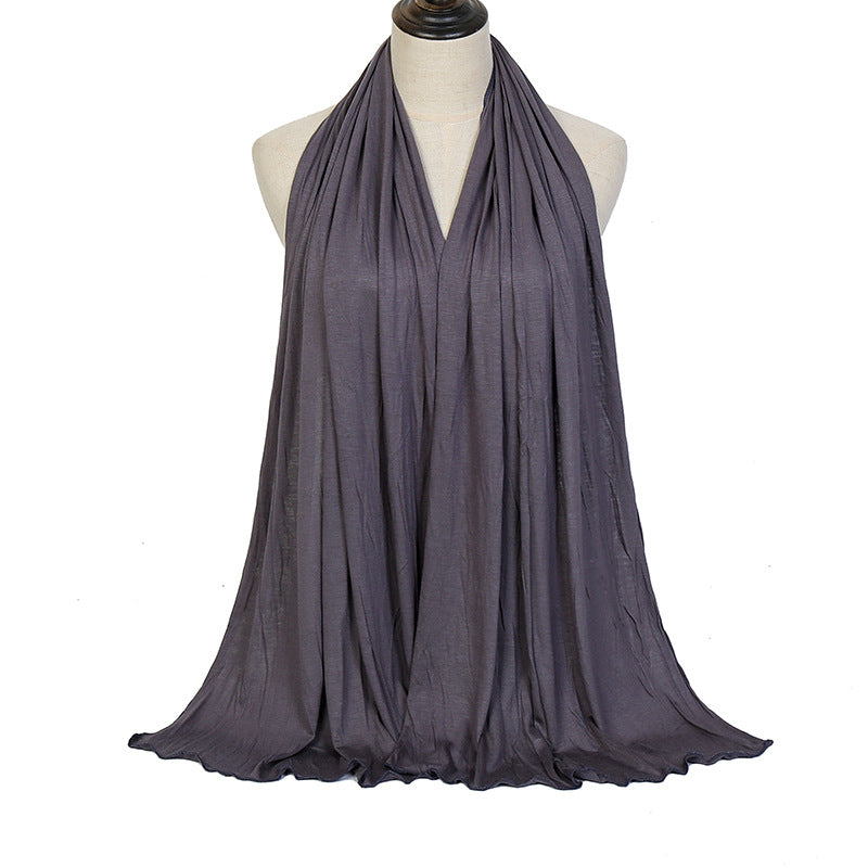 Pure Color Mercerized Cotton Headscarf Warm Shawl