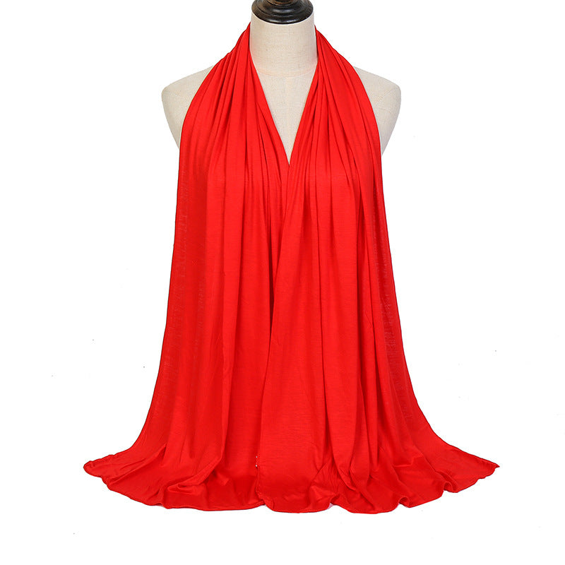 Pure Color Mercerized Cotton Headscarf Warm Shawl