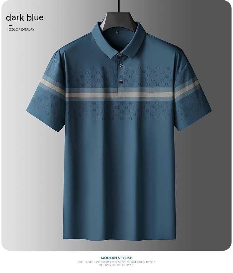 Business Men's Polo Shirt Breathable Printed T-shirt