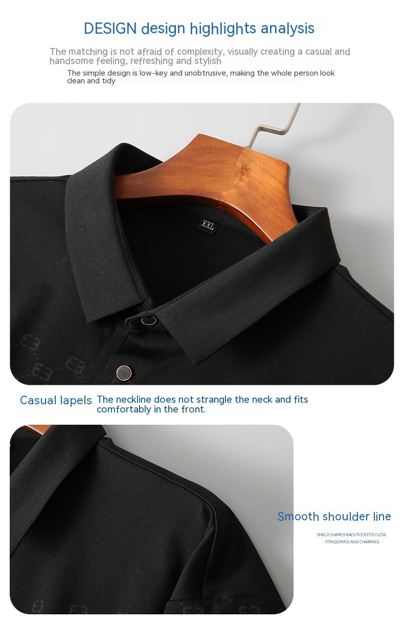 Business Men's Polo Shirt Breathable Printed T-shirt