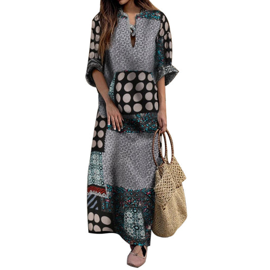 Ethnic style V-neck dress