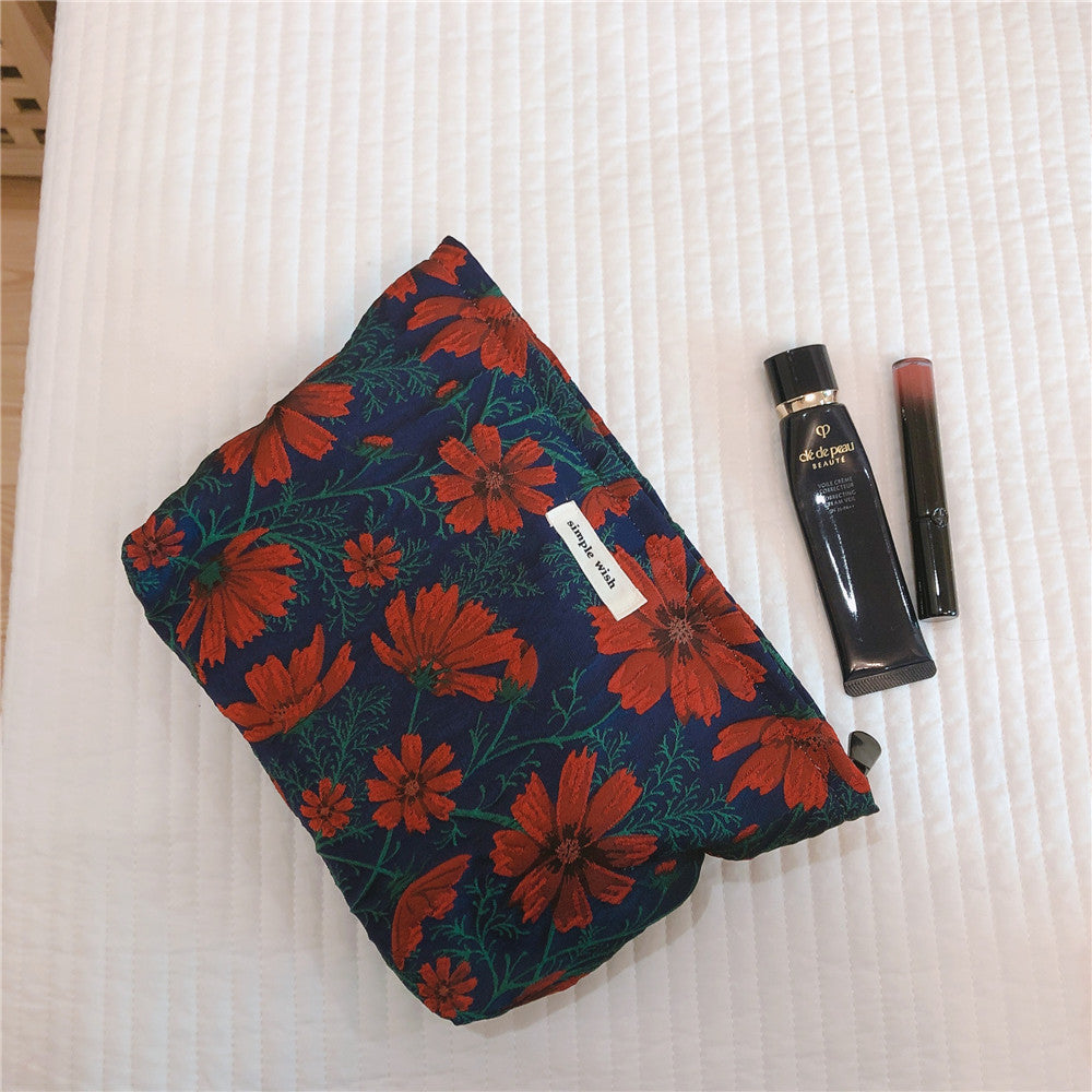 Floral Women's Polyester Zipper Travel Storage Makeup Bag