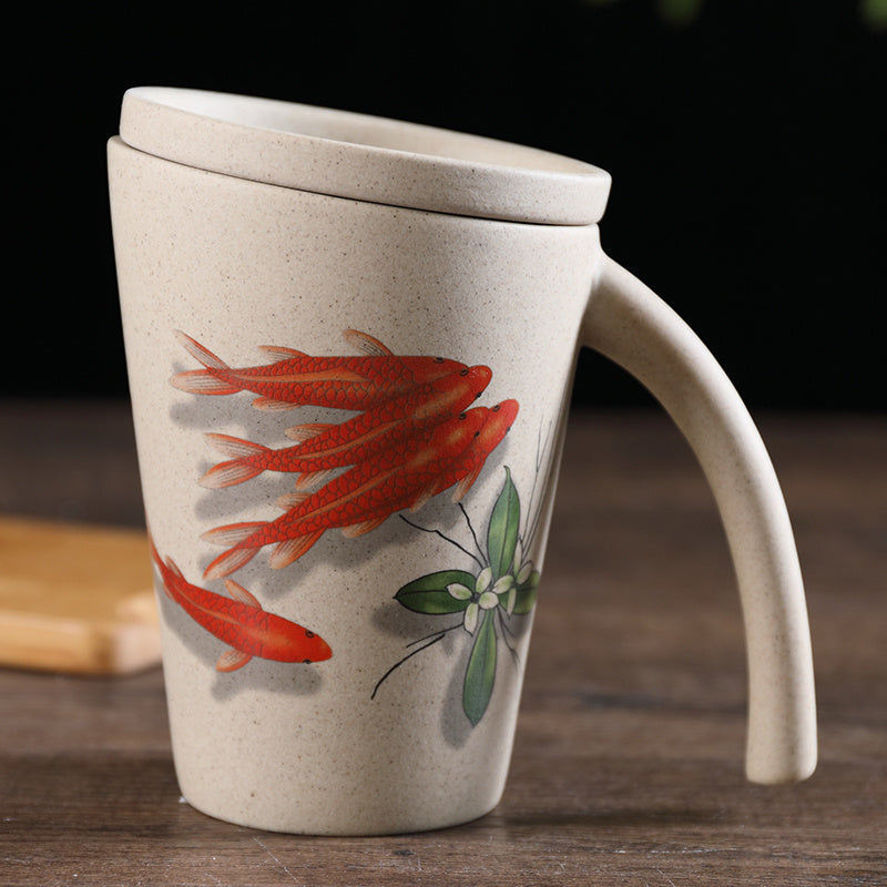 Creative Ceramic Mug Nostalgic Milk Breakfast Mug With Lid