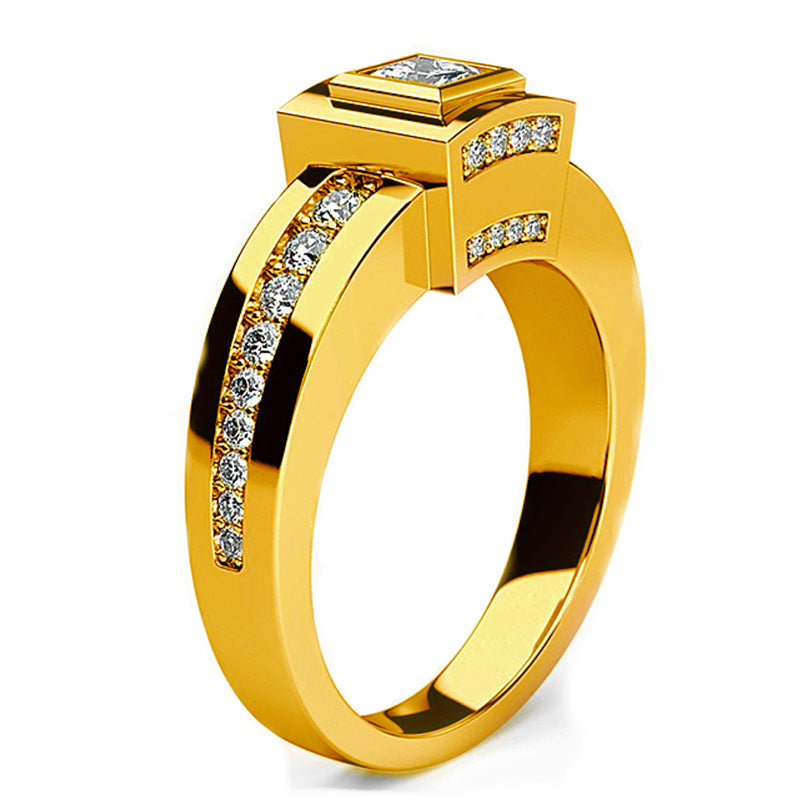 18K Split Rose Gold Plated Diamond-studded Ring