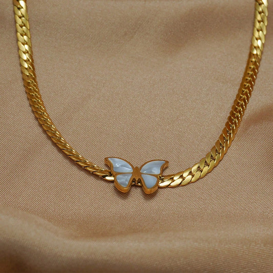 Lxalry 18K Gold Plated Butterfly Jewelry Set With Mirror Polish  Hypoallergenic Skin Safe 4PCS Necklace Earrings Bracelet Ring For Women, Never Fade Luxury Gift For Her