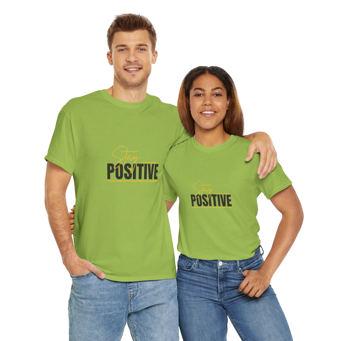 Stay Positive Unisex Heavy Cotton Tee - Uplifting Casual Wear