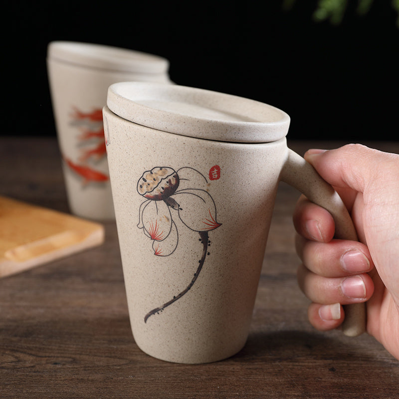 Creative Ceramic Mug Nostalgic Milk Breakfast Mug With Lid