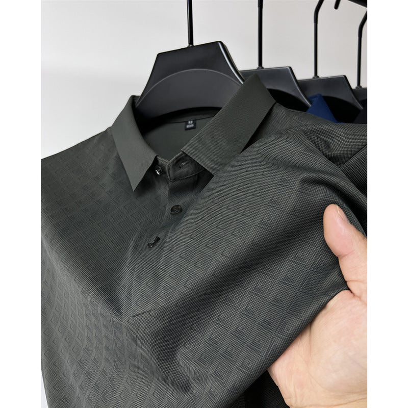 High-end Elegant Ice Silk Short Sleeve T-shirt Men