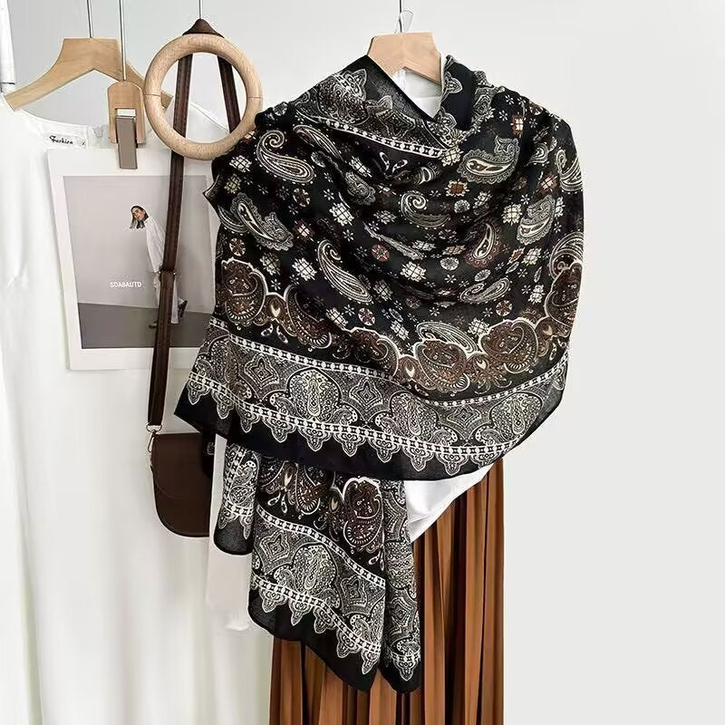 Cotton And Linen Scarf Thin And Silky Shawl For Women