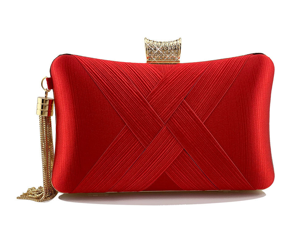 Fringed Metal Braided Diamond Buckle Banquet Evening Clutch Shoulder Bag