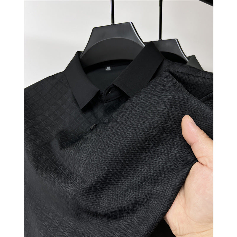 High-end Elegant Ice Silk Short Sleeve T-shirt Men