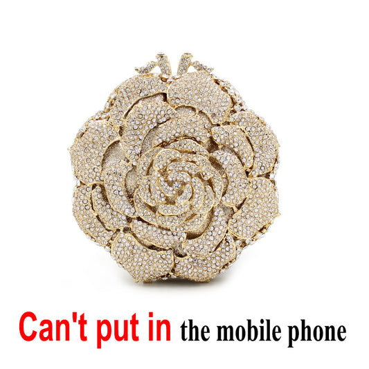 Women's Rose Rhinestone Bag Hollow Clutch