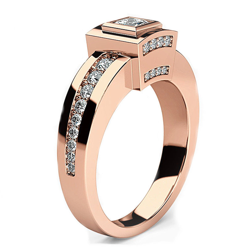 18K Split Rose Gold Plated Diamond-studded Ring