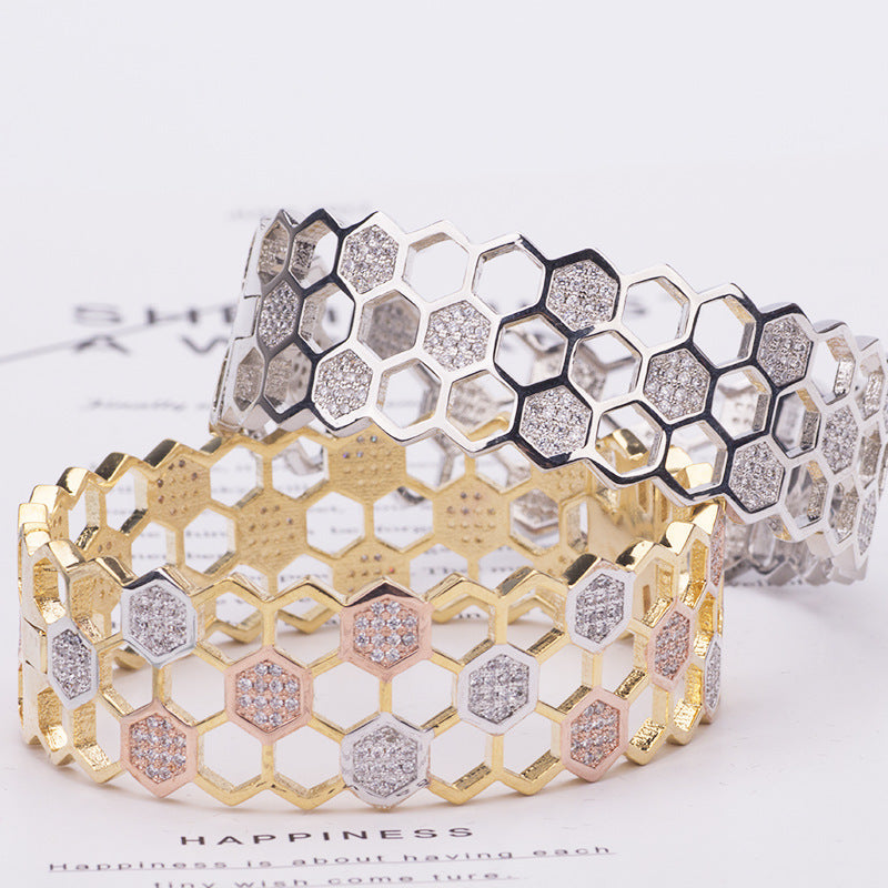 Honeycomb Diamond Bracelet Co-built Love Nest Ring