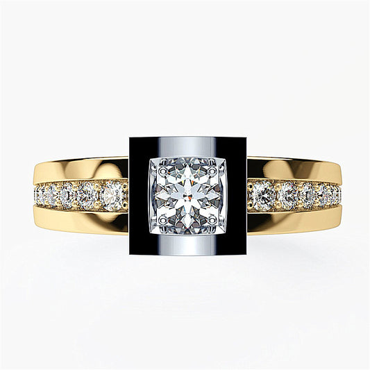 18K Split Rose Gold Plated Diamond-studded Ring