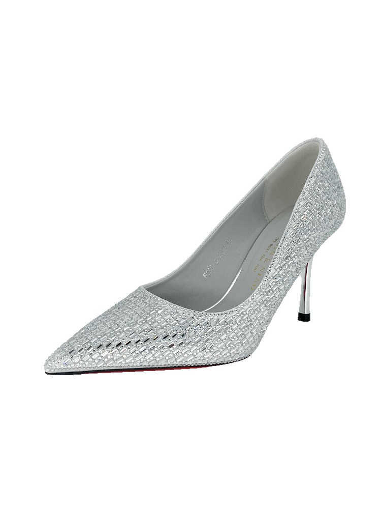 Pointed Stiletto Heel Silver High Heel Banquet Wedding Shoes