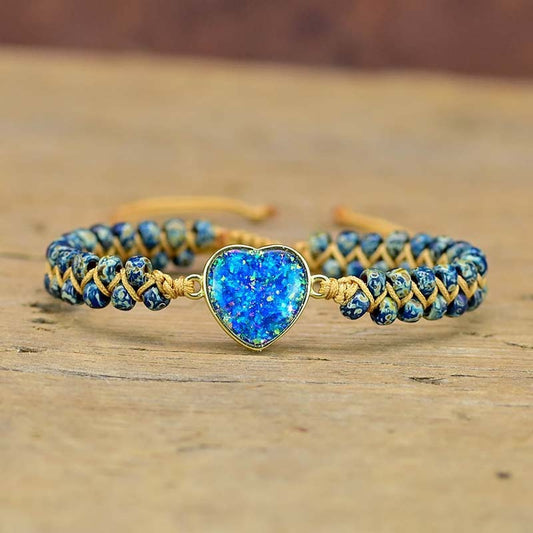 Woven Love Blue Opal Friendship Love Bracelet