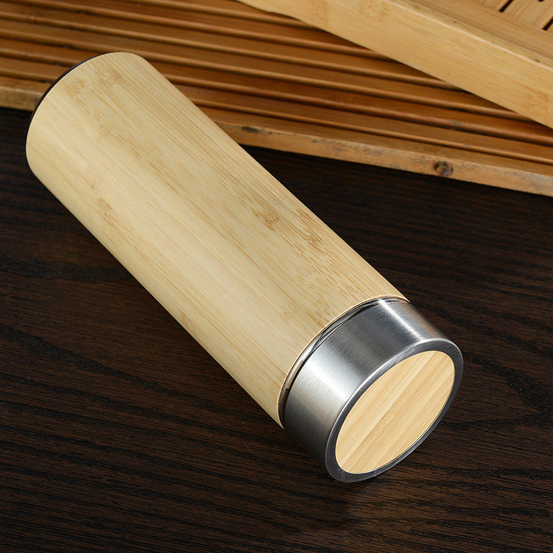 Creative Bamboo Shell Double Layer Stainless Steel Thermal Mug