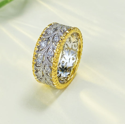 Light Luxury Style 925 Silver Fabric Cutout Pattern Retro Women's Ring