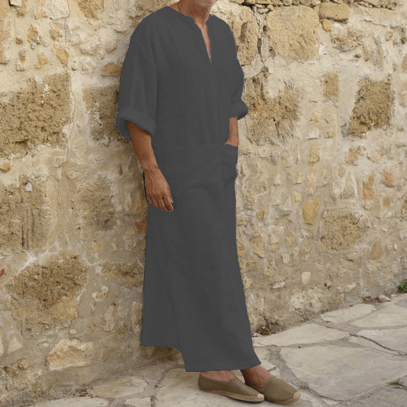 New Men's Long Cotton And Linen Big T Middle East Long Big T