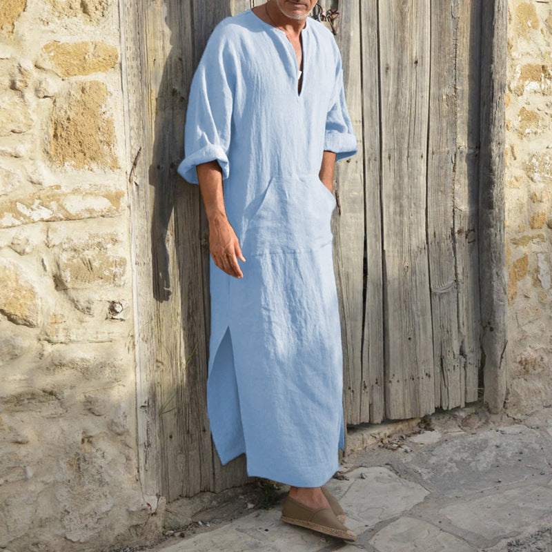 New Men's Long Cotton And Linen Big T Middle East Long Big T